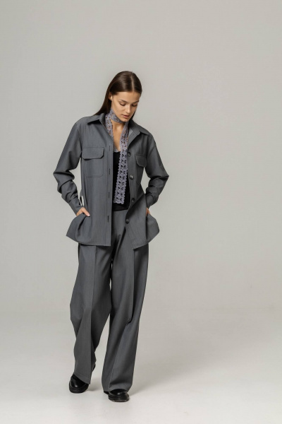 Брюки, рубашка Twok 222011 серый - фото 2
