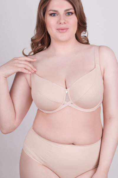 Бюстгальтер из мягкой чашки бежевый тройное диагональное членение Milavitsa 105910 нюд - фото 1