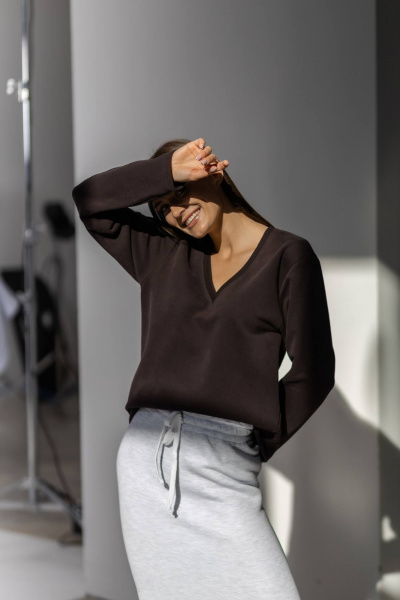 Джемпер Twok 440709 шоколад - фото 6