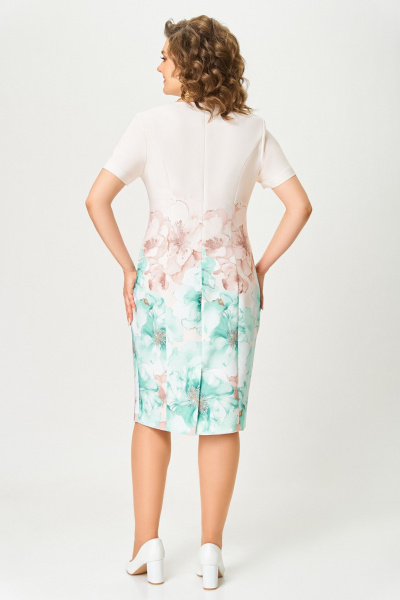 Платье Swallow 847.1 кремовый/принт_мятно-беж_цветы - фото 6