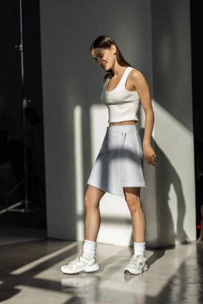 Юбка Twok 444002 белый меланж - фото 5