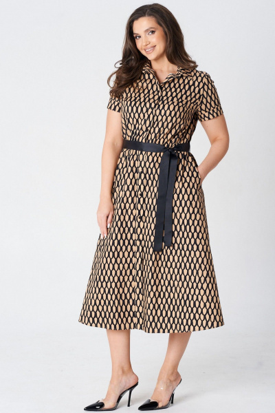 Платье LeNata 16489 бежевый-с-рисунком - фото 1