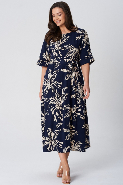 Платье LeNata 16508 синий-в-рисунок - фото 3
