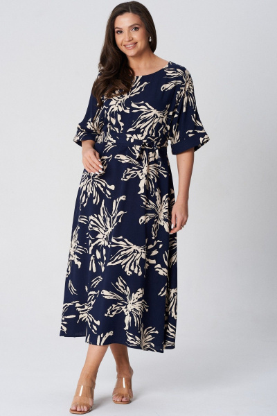 Платье LeNata 16508 синий-в-рисунок - фото 2