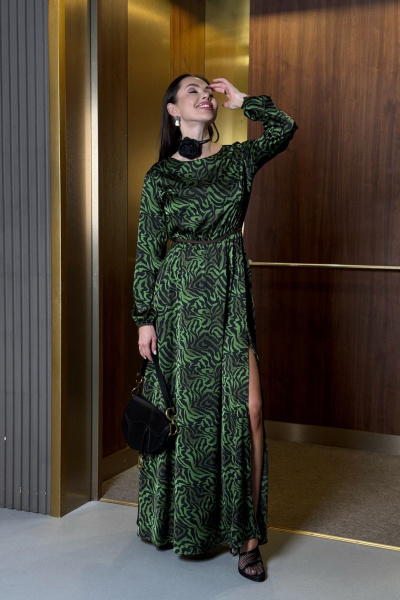 Платье из текстиля с изумрудным оттенком Pavlova 178 изумрудный - фото 9