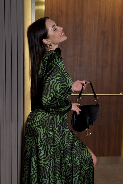 Платье из текстиля с изумрудным оттенком Pavlova 178 изумрудный - фото 3