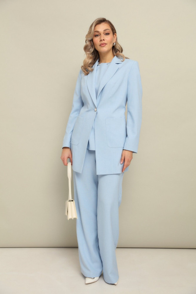 Брюки, жакет, топ LM К127048 голубой - фото 11