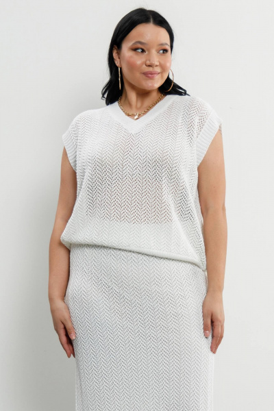 Джемпер, юбка Romgil РВ0214-ХЛ4 белый - фото 6