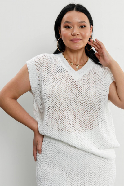 Джемпер, юбка Romgil РВ0214-ХЛ4 белый - фото 3