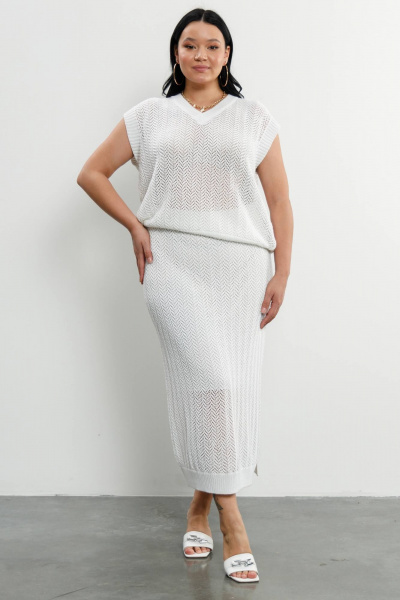 Джемпер, юбка Romgil РВ0214-ХЛ4 белый - фото 1