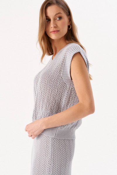 Топ, юбка Romgil РВ0214-ХЛ4 светло-серый - фото 8