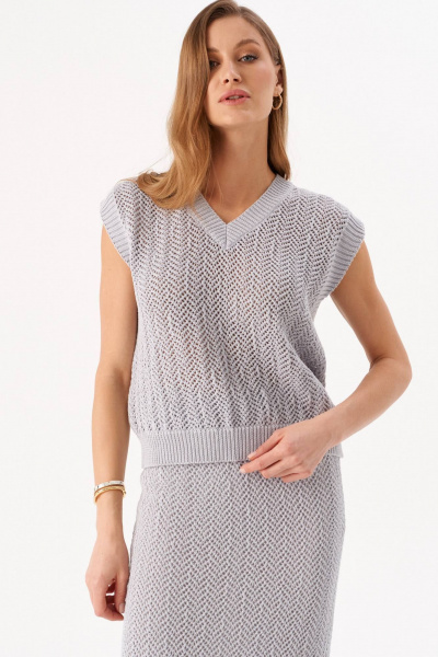 Топ, юбка Romgil РВ0214-ХЛ4 светло-серый - фото 5