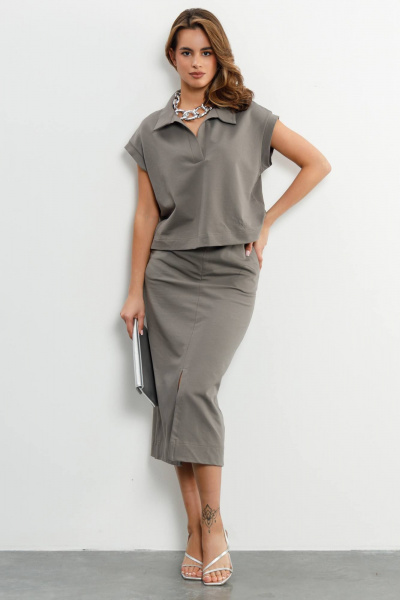 Джемпер, юбка Romgil РП0053-ХЛ4 пепел - фото 1