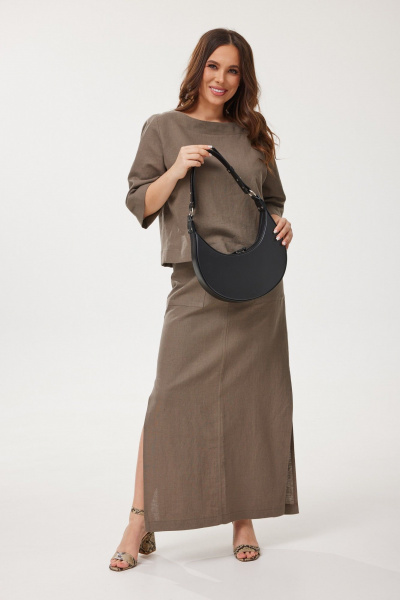 Блуза, юбка Mirolia 1249+1245 ореховый - фото 5