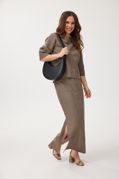 Блуза, юбка Mirolia 1249+1245 ореховый - фото 2
