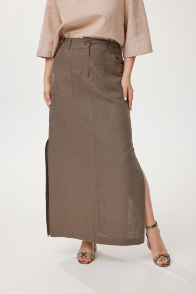 Блуза, юбка Mirolia 1249+1245 бежевый+ореховый - фото 5