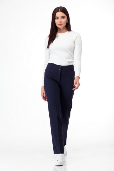 Брюки классические с боковыми карманами и поясом Anelli 323 синий - фото 1