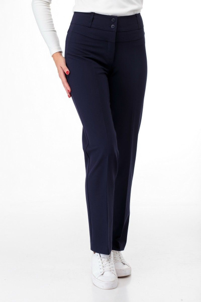 Брюки классические с боковыми карманами и поясом Anelli 323 синий - фото 2