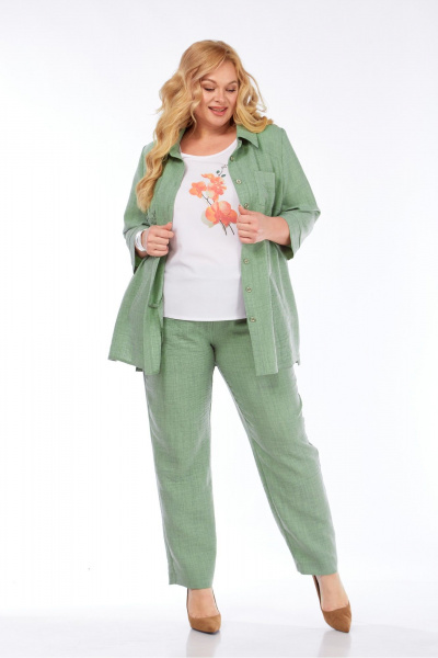 Блуза, брюки, рубашка Tensi 395 олива - фото 3