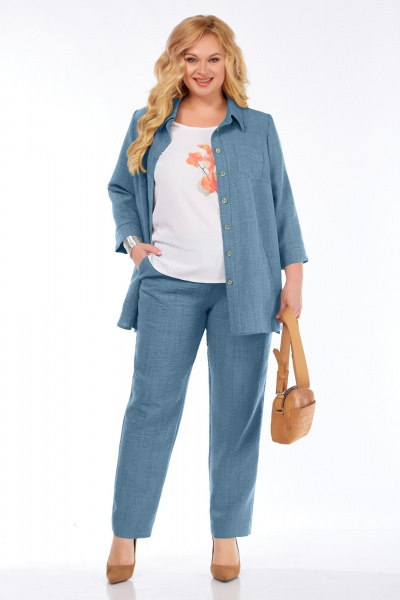 Блуза, брюки, рубашка Tensi 395 джинсовый - фото 1