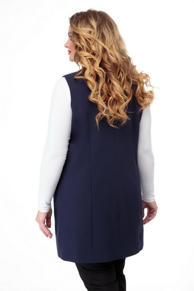 Жилет прямого силуэта для делового стиля БелЭльСтиль 759-1 28 22 темно-синий - фото 2