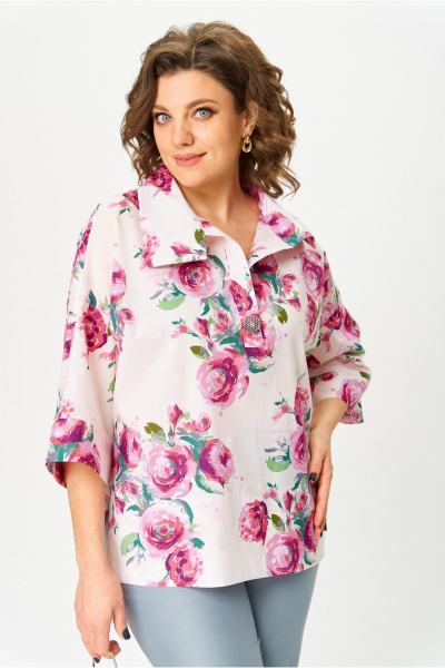 Блуза, брюки Michel chic 1412 цветочный_принт,серый - фото 7