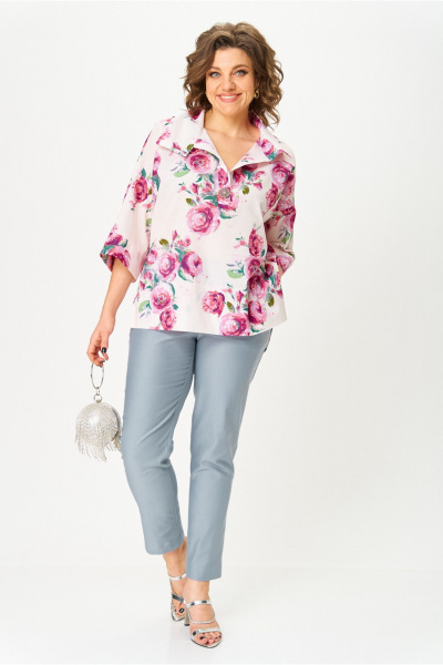 Блуза, брюки Michel chic 1412 цветочный_принт,серый - фото 1