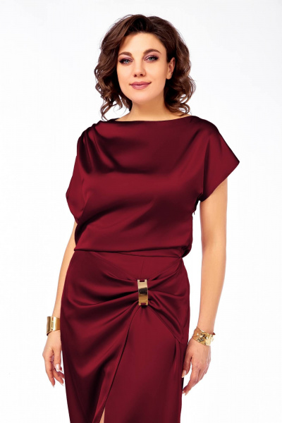 Платье Ольга Стиль С-902 красное_вино - фото 5