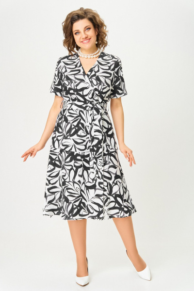 Платье Swallow 838 черно-белый_принт - фото 1