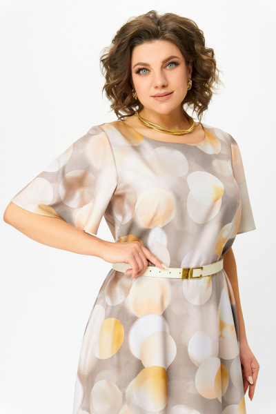 Платье Swallow 837.1 песочно-серый/принт_шары - фото 7
