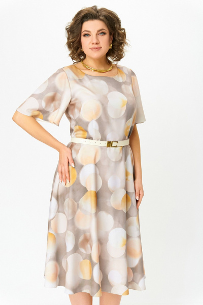 Платье Swallow 837.1 песочно-серый/принт_шары - фото 6