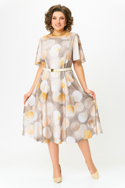 Платье Swallow 837.1 песочно-серый/принт_шары - фото 2