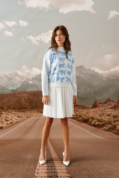 Джемпер Barbara Geratti С4561BG белый/голубой - фото 3