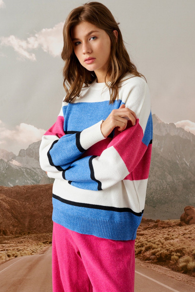 Джемпер Barbara Geratti C4604BG василёк/белый - фото 2