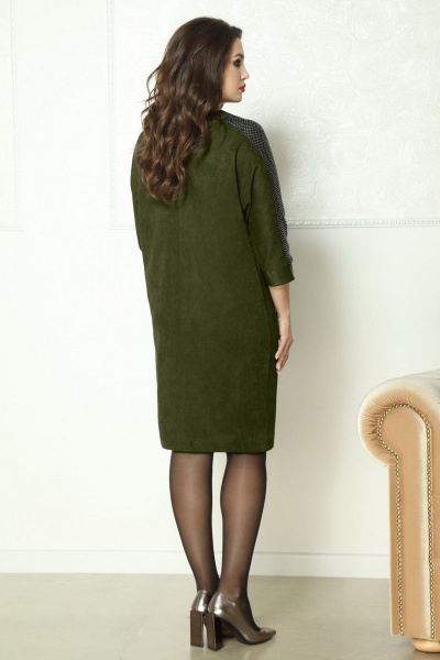 Платье из хлопка с пайетками и реглан-рукавами Solomeya Lux 763 хаки - фото 5