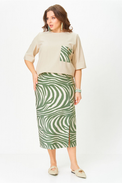 Футболка, юбка OVERYOU М200/1 зеленая_зебра - фото 7