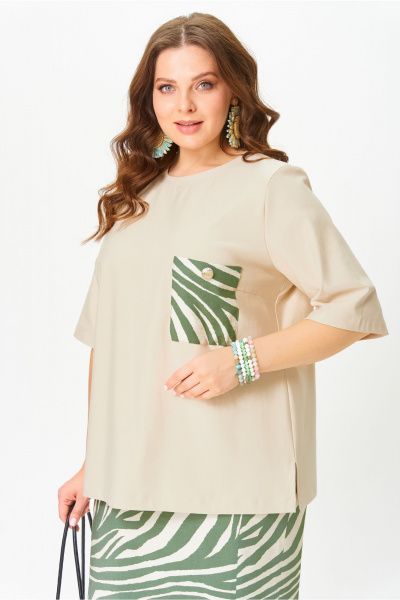 Футболка, юбка OVERYOU М200/1 зеленая_зебра - фото 3