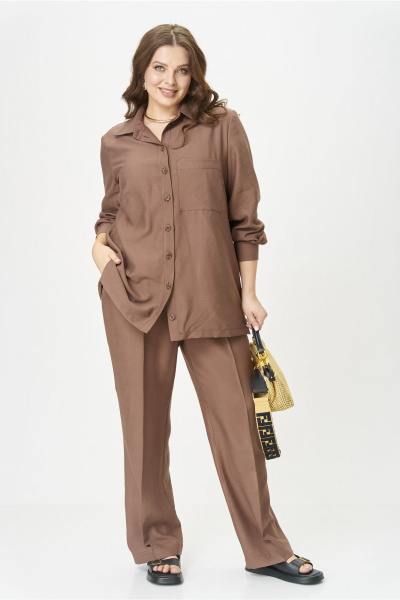 Брюки, рубашка OVERYOU М196/1 мокко - фото 4