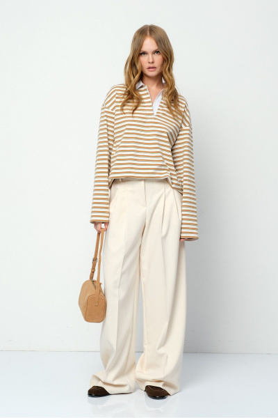 Брюки, джемпер PiRS 5859 бежевый+айвори - фото 7