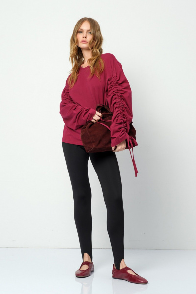 Леггинсы, свитшот PiRS 5878 марсала+черный - фото 6