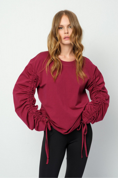 Леггинсы, свитшот PiRS 5878 марсала+черный - фото 2