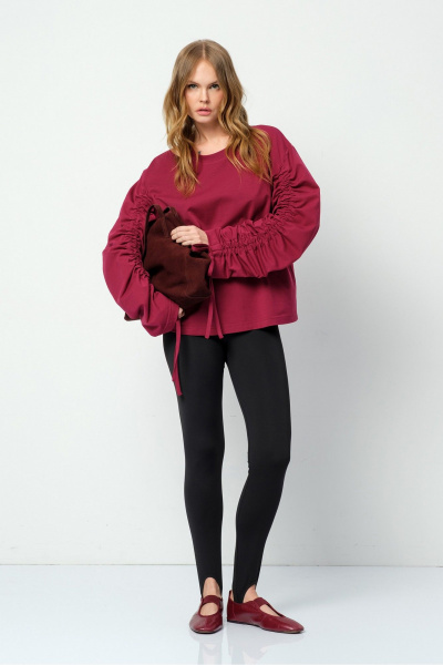 Леггинсы, свитшот PiRS 5878 марсала+черный - фото 1