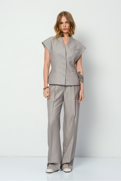 Брюки, жилет PiRS 5894 серо-бежевый - фото 6