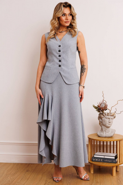 Жилет, юбка Мода Юрс 2902 серый - фото 1