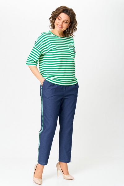 Блуза Andina city 3011-25 зеленый-белый - фото 6