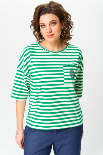 Блуза Andina city 3011-25 зеленый-белый - фото 1