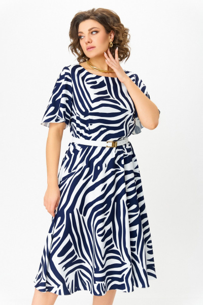 Платье Swallow 837.2 принт_сине-белая_зебра - фото 6