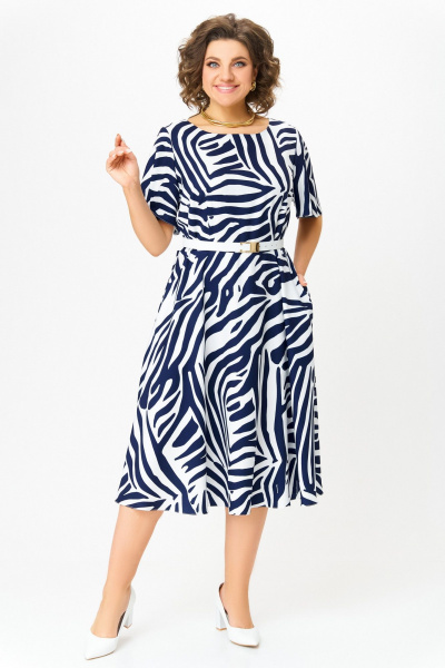 Платье Swallow 837.2 принт_сине-белая_зебра - фото 5