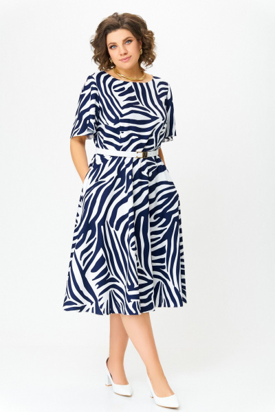 Платье Swallow 837.2 принт_сине-белая_зебра - фото 3