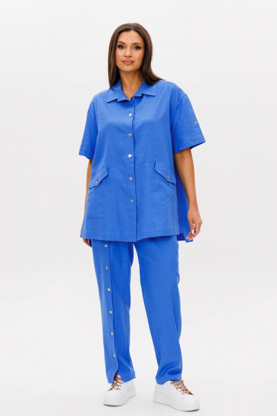 Леняное платье с поясом и карманами, спущенное плечо Fantazia Mod 4815 - фото 6